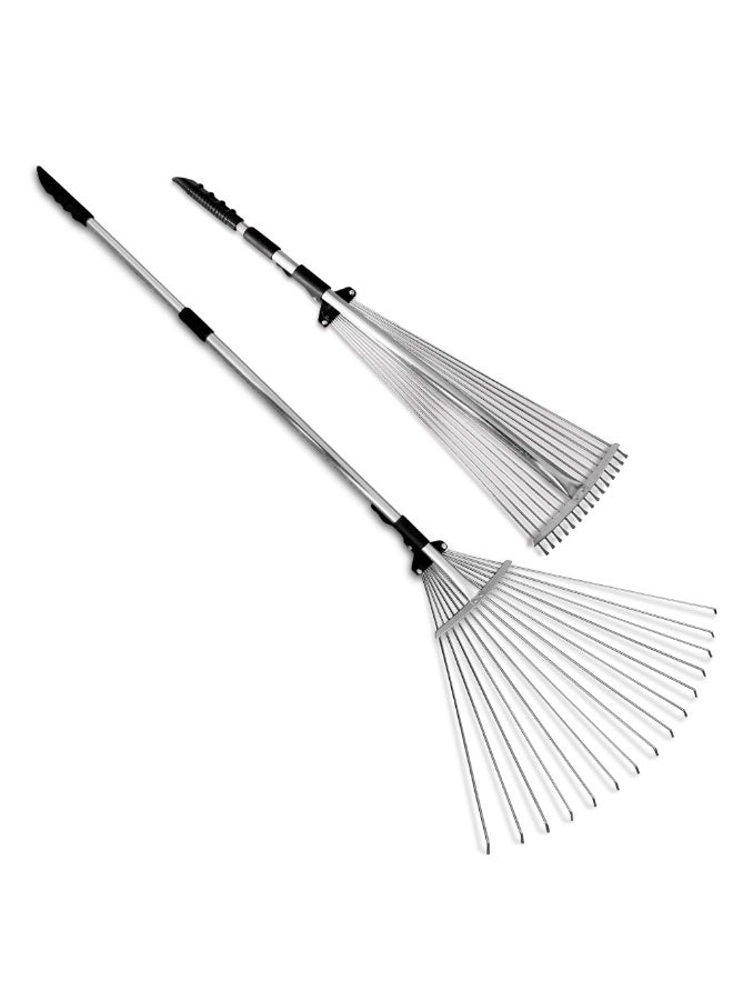 AL RAYAN Adjustable Metal Leaf Rake with Telescopic Handle - Expandable Steel Tine Garden Rake for Lawns, Yards, and Small Spaces - Image 4