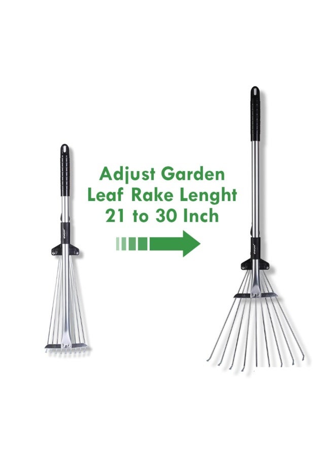 AL RAYAN Adjustable Metal Leaf Rake with Telescopic Handle - Expandable Steel Tine Garden Rake for Lawns, Yards, and Small Spaces - Image 1