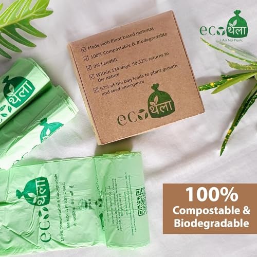 Eco Thaila - ECO Friendly Garbage Bags | Large - 40 Bags (4 Rolls, 10 bags each) | 24 X 32 Inches | Compostable & Biodegradable | Trash/Dustin Cover | Leak-Proof, No Smell | For Dry & Wet Waste Bag - Image 2