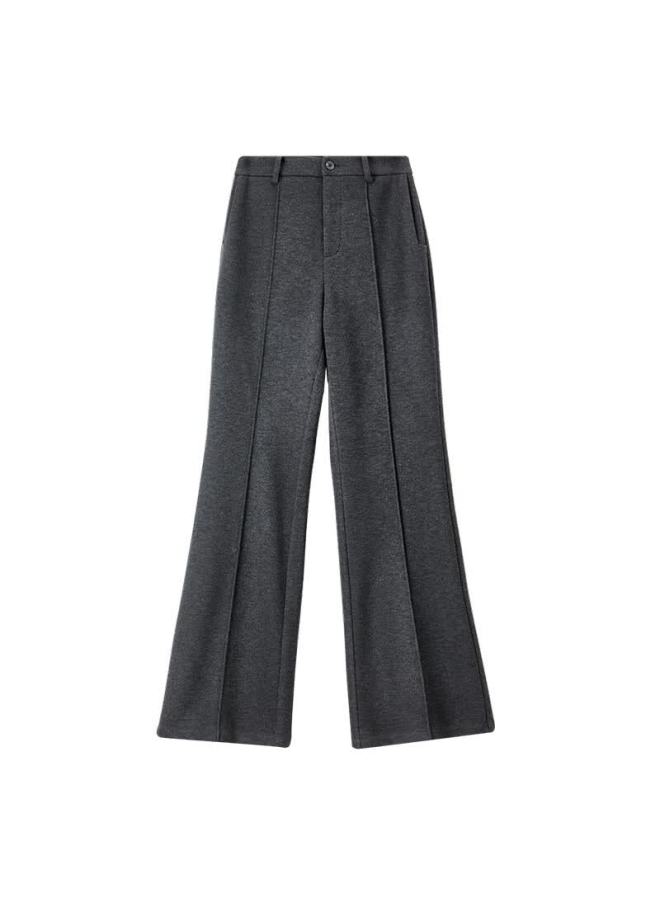 Fan Qin Wool Blend High Waist Flared Pants Autumn Winter Woolen Trousers Women's Dress Pants 353ke5258x Carbon Black M - Image 4