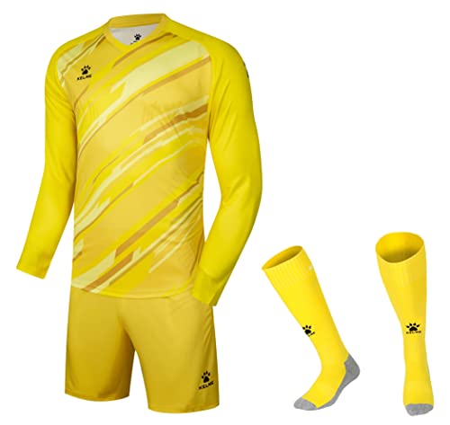 KELME Soccer Goalkeeper Jersey Pro Set Uniform - Padded Goalkeeper Shirt Shorts Socks - Men's Goalie Jersey Adults Kids (Yellow, Medium) - Image 1