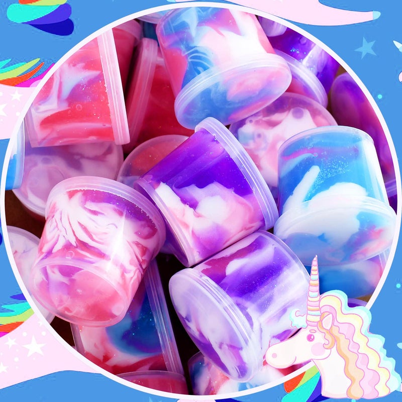 LPFEZRS 24 Pack Unicorn Galaxy Slime, Party Favor for Kids Girls & Boys, Adults, Non Sticky, Stress & Anxiety Relief, Wet, Super Soft Sludge Toy Easter Basket Filler - Image 2