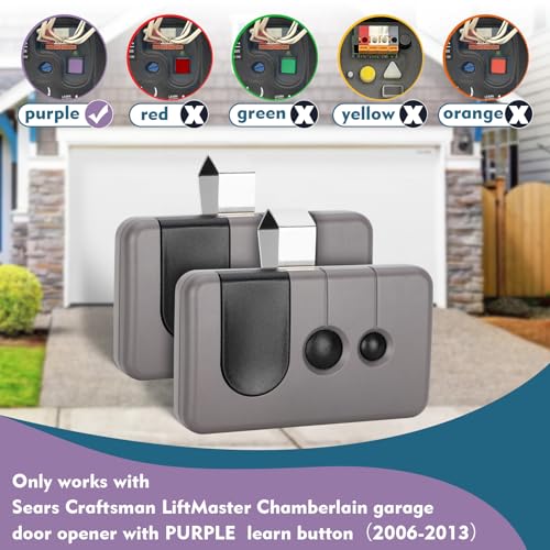 Cooouds 2 for Sears Craftsman Garage Door Remote 139.53753 53753 139.18191 HBW2028 371LM 373LM 375LM 950CD 953D 956D, Work with Purple Learn Button ONLY(2006-2013) - Image 2