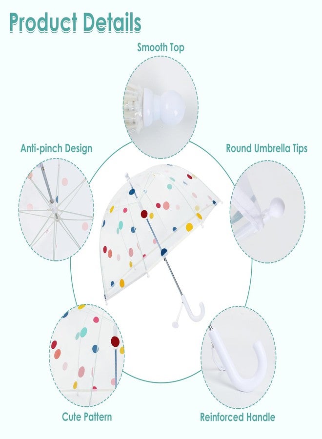 Decalsweet Kids Umbrella-Clear Dome Umbrella with Safety Opening-Lightweight Stick Umbrella for Girls,Dots White - Image 3