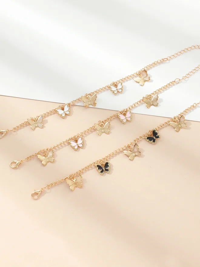 Take Two Take Two Set of 3 - Butterfly Pendant Bracelet