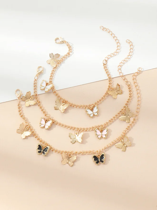 Take Two Take Two Set of 3 - Butterfly Pendant Bracelet