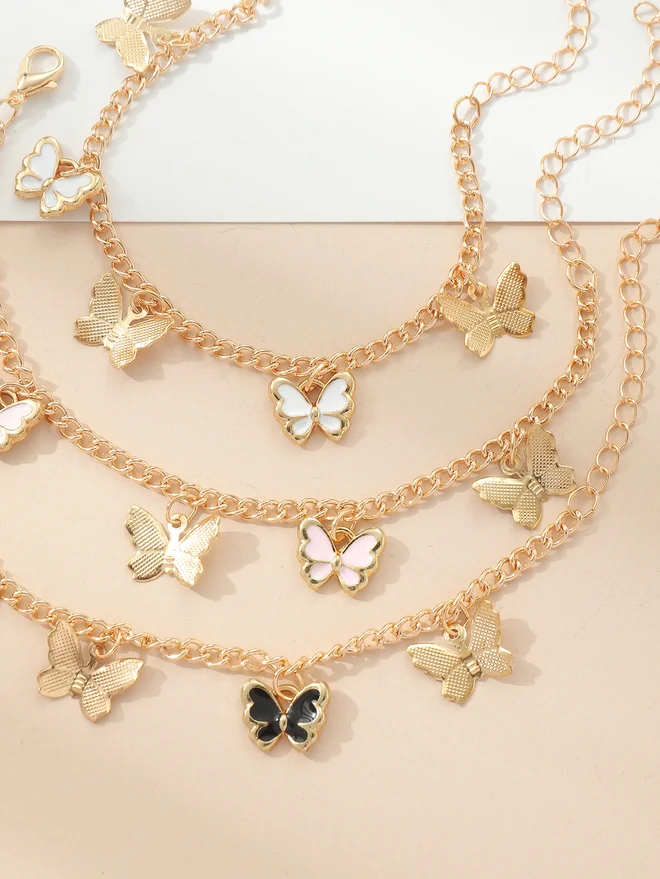 Take Two Take Two Set of 3 - Butterfly Pendant Bracelet