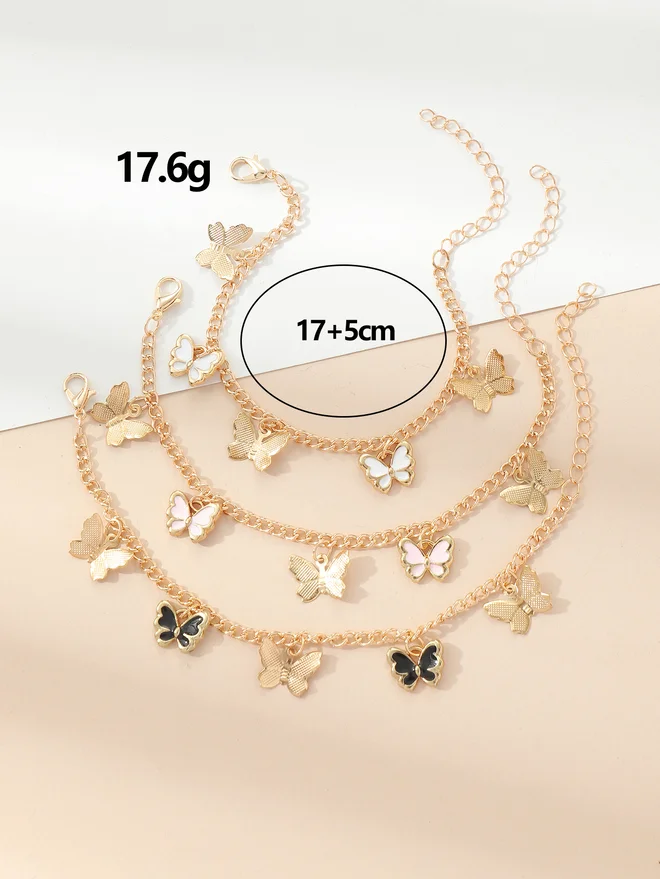 Take Two Take Two Set of 3 - Butterfly Pendant Bracelet