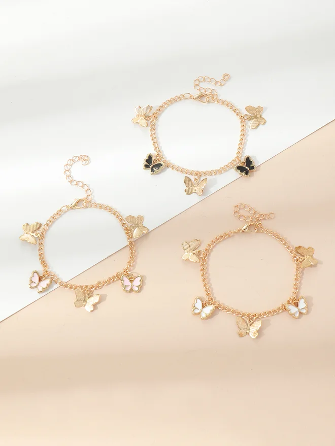 Take Two Take Two Set of 3 - Butterfly Pendant Bracelet