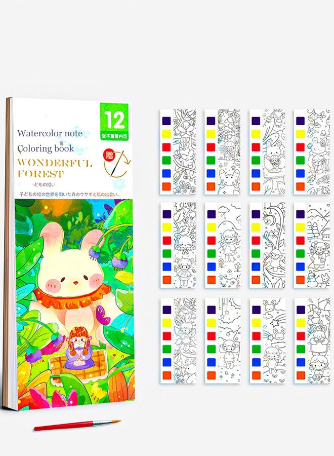 12 Page Flower Fairy Kid's Coloring Book With Brushes And Paint - Image 1