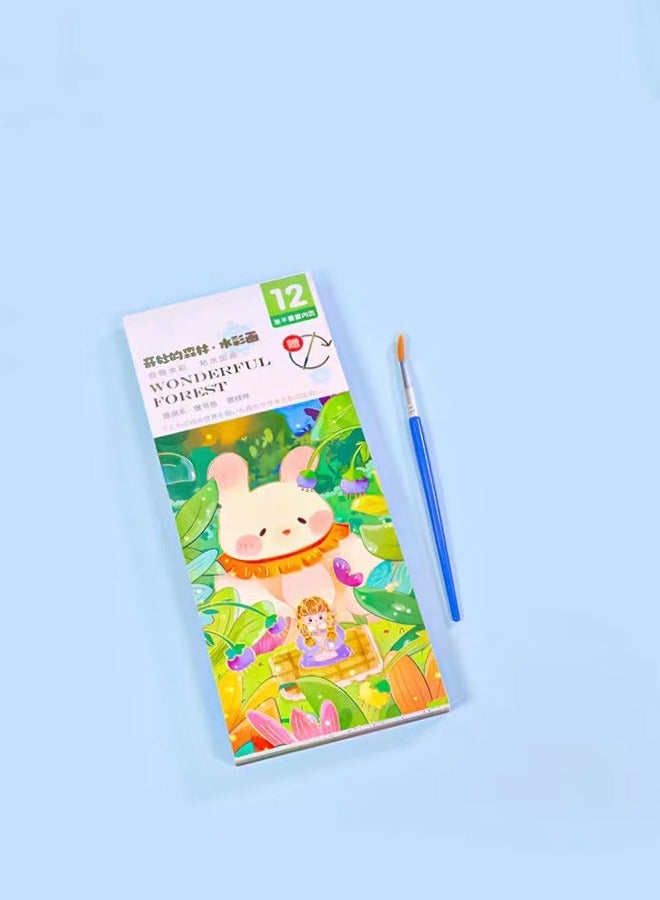 BF HOME Kids Watercolor Painting Book Coloring Set 12 Unique Scene Patterns Paint with Water Books with Brush & Built-in Palette Portable Travel Art Kit Birthday Gifts for Boys Girls - Image 4