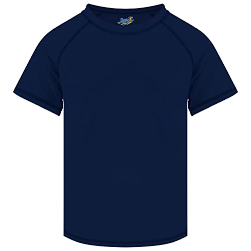 Semois Boys Rash Guard Short Sleeve, Navy Blue UPF 50+ Sun Protection Rashguard Slim Fit Swim Shirt Fishing Surf Quick Dry Cool Beach Clothes for Toddler Youth Kids Size 5-6 Years - Image 3