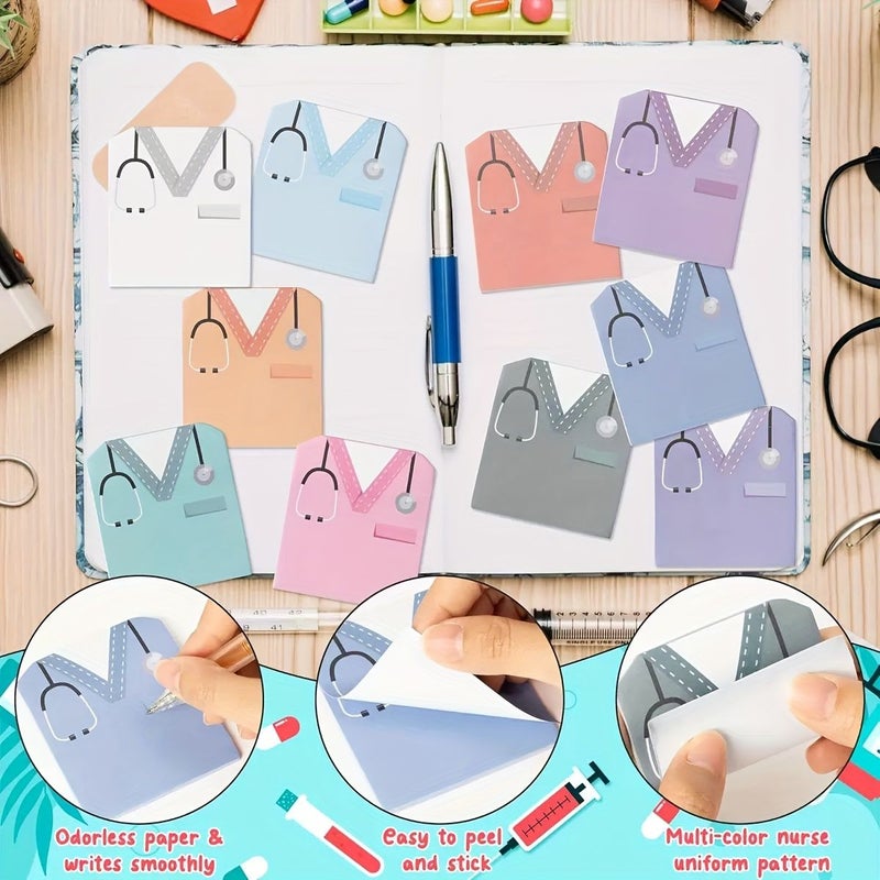 Fun Nurse Uniform Sticky Notes 20 Sheets Creative Shaped Hospital Memo Stickers - Image 1