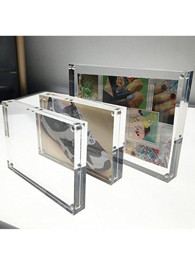 HESIN Acrylic Photo Frame 8.5 by 11 inch Double Sided Frameless Picture Frame Magnetic Acrylic Block Desktop Photo Display Holder Thickness 15+15mm (8.5"x11") - Image 2