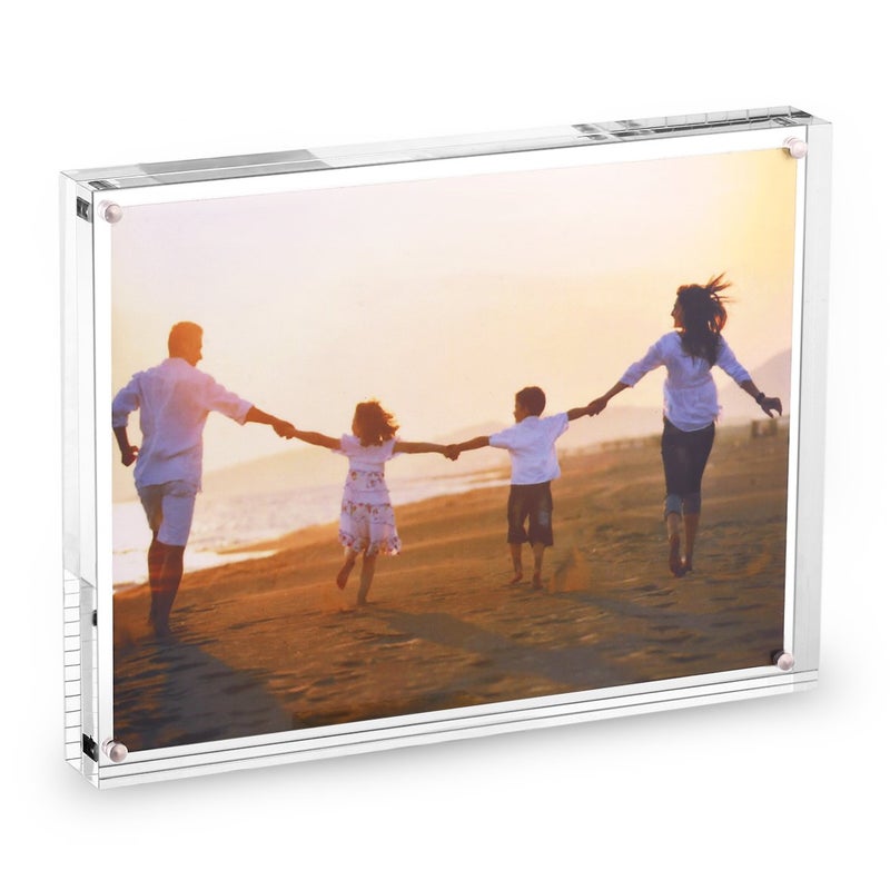 HESIN Acrylic Photo Frame 8.5 by 11 inch Double Sided Frameless Picture Frame Magnetic Acrylic Block Desktop Photo Display Holder Thickness 15+15mm (8.5"x11") - Image 1