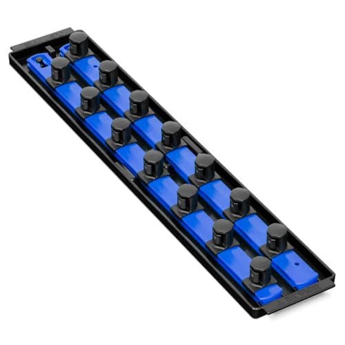 Ernst Manufacturing 19-Inch Socket Boss 2-Rail 3/4-Inch-Drive Twist-Lock Socket Organizer, Blue (8459) - Made in the USA - Image 1