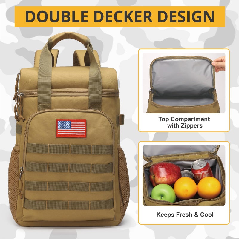 ATRIPACK Tactical Backpack Cooler,Lunch Backpack for Men Work with Handleï¼ŒSoft Cooler Backpack Insulated Waterproof Leak Proofï¼ŒHeavy Ice Chest Backpack for Hiking Camping(Brown) - Image 5