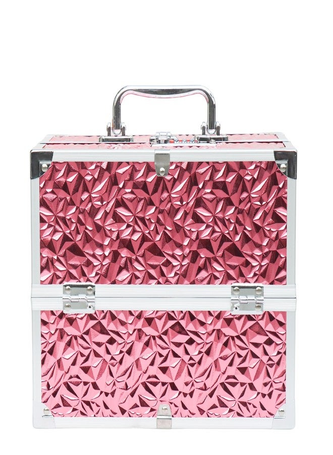 Adson Professional Makeup Box Cosmetics Case Jewelry Organiser Vanity Make Up Storage Box Beauty Train Case Lockable with Keys (Diamond Glow Pink) - Image 1