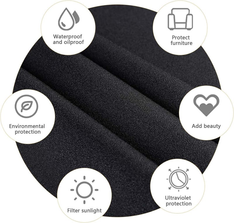 WPCTEV Static Cling Total Blackout Privacy Window Film Cover 100% Light Blocking No Glue Black Window Tint for Home Room Darkening Easy Removal 17.7 Inch x 6.5 Feet - Image 3