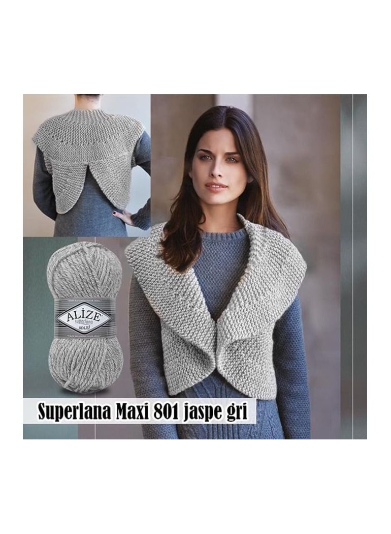 خيوط اليزا ماكس غزل صوف تركي سوبر لانا ماكسي سادة عالية الجودة من القطن والاكريليك للحياكة اليدوية والكروشيه والملابس والسكارفات، 100 غرام ×5 زرق رويال، 141) - Image 4