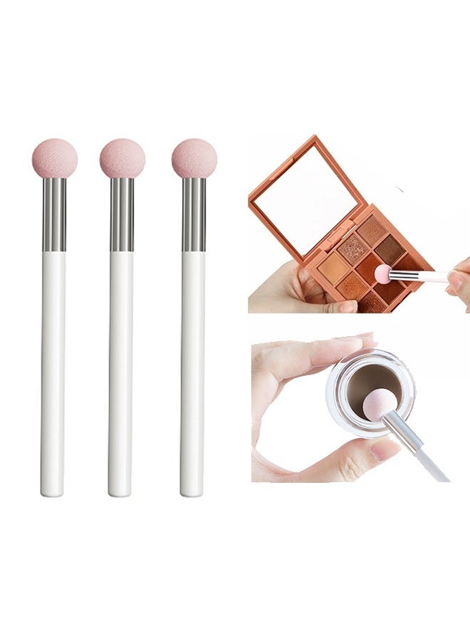 3 pcs Sponge Makeup Applicator With Handle, Sponge Eyeshadow Applicators Makeup, Eyeshadow Sponge Brush, Cotton Eye Makeup Eyeshadow Brushes for Women Girls 4.7 inch Long Washable - Image 1