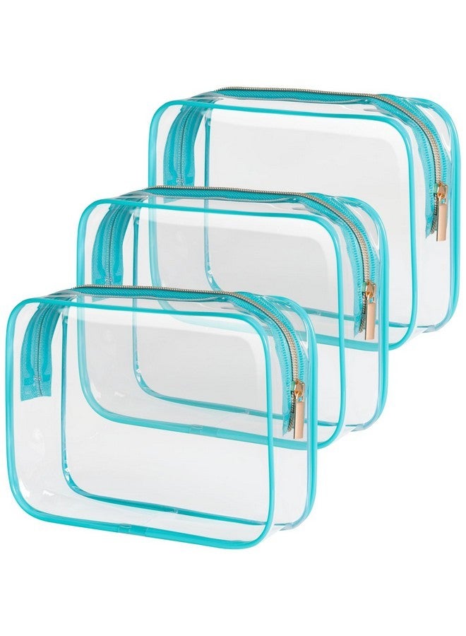 Packism Clear Makeup Bags - 3 Pack Tsa Approved Toiletry Bags Clear Toiletry Bags For Traveling, Clear Cosmetic Bags Airport Carry On Clear Compliant Bag, Green - Image 1