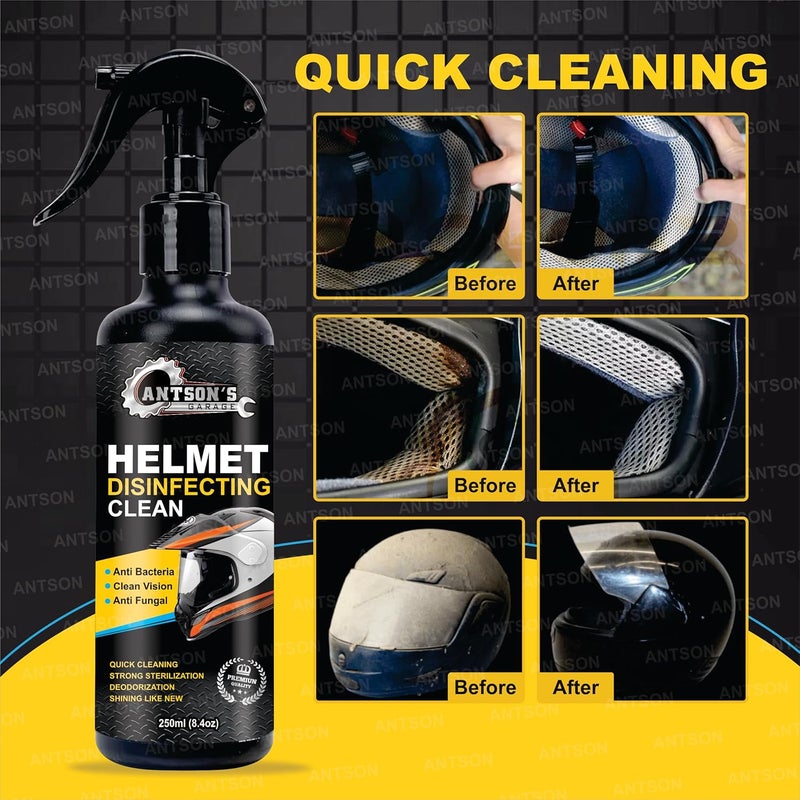 Antson Helmet Cleaner Spray 250 ML, Helmet Interior Cleaner, Anti-Bacterial Spray for Helmet, Visor Cleaner, Anti-Bacterial Formula Protects Hair Loss and fungal infections (250 ml) - Image 5