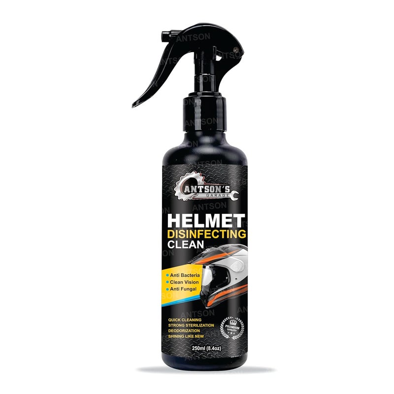 Antson Helmet Cleaner Spray 250 ML, Helmet Interior Cleaner, Anti-Bacterial Spray for Helmet, Visor Cleaner, Anti-Bacterial Formula Protects Hair Loss and fungal infections (250 ml) - Image 1