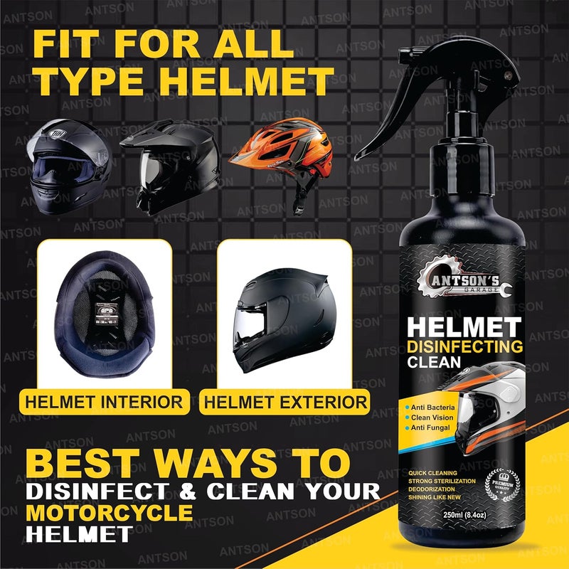 Antson Helmet Cleaner Spray 250 ML, Helmet Interior Cleaner, Anti-Bacterial Spray for Helmet, Visor Cleaner, Anti-Bacterial Formula Protects Hair Loss and fungal infections (250 ml) - Image 3