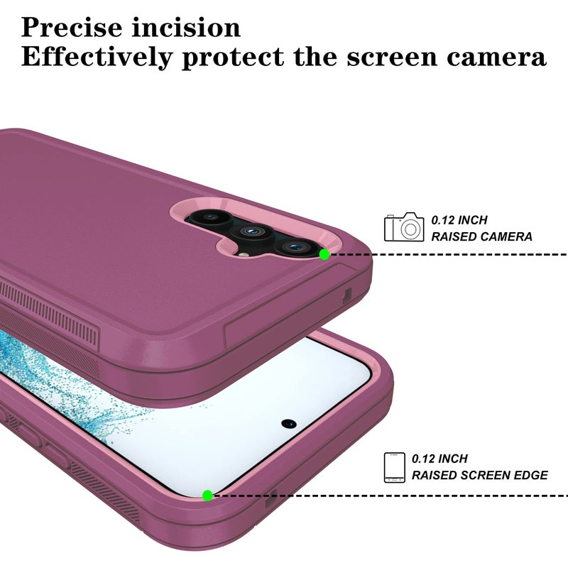 Qinmay Phone Case for Samsung Galaxy A54 5G Case with HD Screen Protector, Heavy Duty Shockproof & Dropproof 3-Layer Cover Phone Case for Galaxy A54 (WineRed Pink) - Image 5