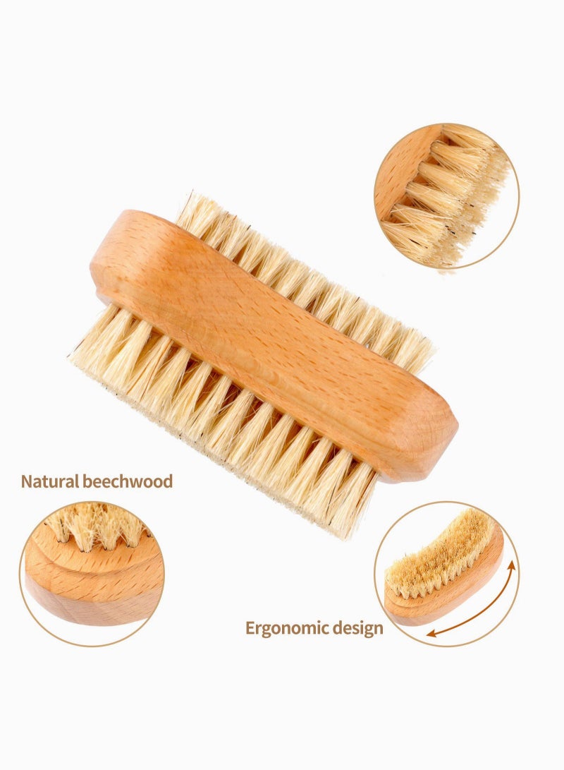 SYOSI Bamboo Nail Brush, 3PCS Two-side Firm Nature Wooden Sisal Scrub Brush for Toes and Nails, Cleaning Nail Brush (Bright Color) - Image 2