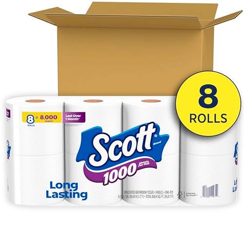 Scott 1000 Sheets Per Roll, 8 Toilet Paper Rolls, Bath Tissue - Image 2