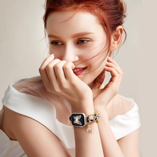DaQin Stylish Metal Band Compatible with Apple Watch Band for Women 44mm 42mm 45mm 46mm,Pretty Chain Replacement Strap with Apple Watch Accessories Charms for iWatch Series 11 10 9 8 7 6 5 4 3 2 SE - Image 2