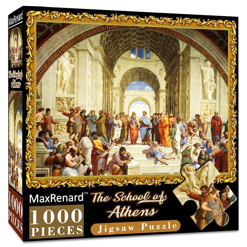 MaxRenard Fine Art Famous Oil Painting Jigsaw Puzzle 1000 Pieces The School of Athens Raphael Puzzle for Adult Museum Collection Home Decoration Family Game Gift - Image 1