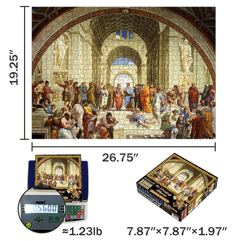 MaxRenard Fine Art Famous Oil Painting Jigsaw Puzzle 1000 Pieces The School of Athens Raphael Puzzle for Adult Museum Collection Home Decoration Family Game Gift - Image 2