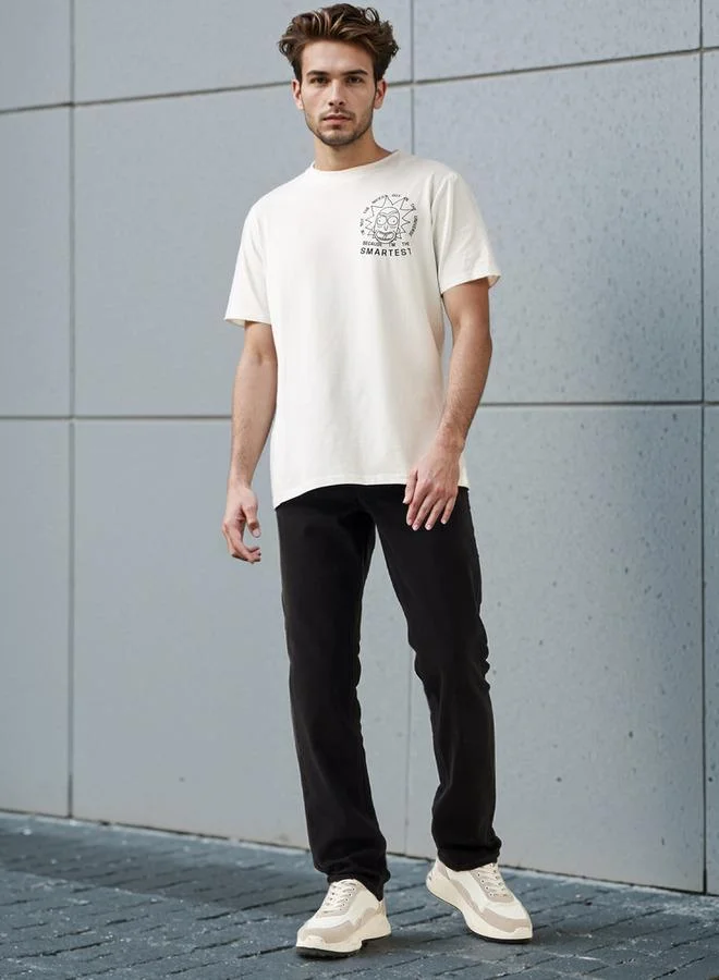 SP Characters Regular Fit Rick Sanchez Print Crew Neck T-shirt