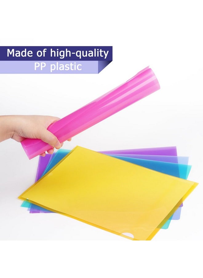 Tamaki - 16 Pack Clear Plastic Folders Sleeves Plastic Sleeves For Documents Transparent Paper Poly Jacket Sleeves Folders 8 Assorted Colors - Image 1