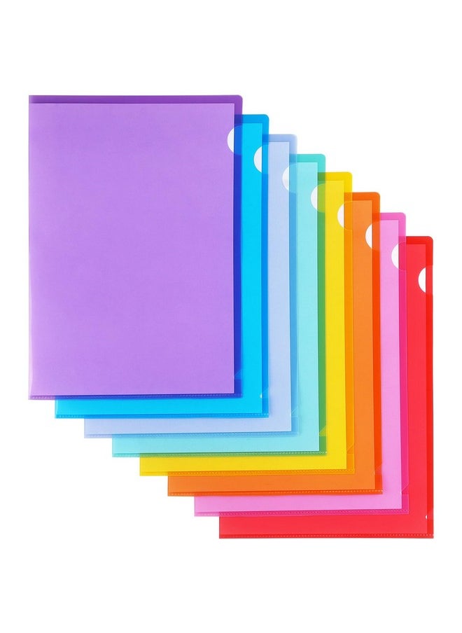 Tamaki - 16 Pack Clear Plastic Folders Sleeves Plastic Sleeves For Documents Transparent Paper Poly Jacket Sleeves Folders 8 Assorted Colors - Image 1