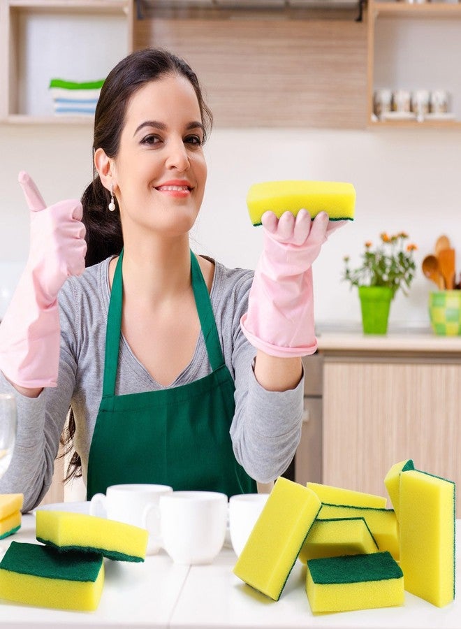 Maxcheck 240 Pcs Individually Wrapped Sponge Dishwashing Sponge Bulk Non Scratch Scouring Pad Kitchen Scrub Sponges for Household Cleaning Rental Dishes Hotel Apartment Car (Yellow, Green) - Image 5