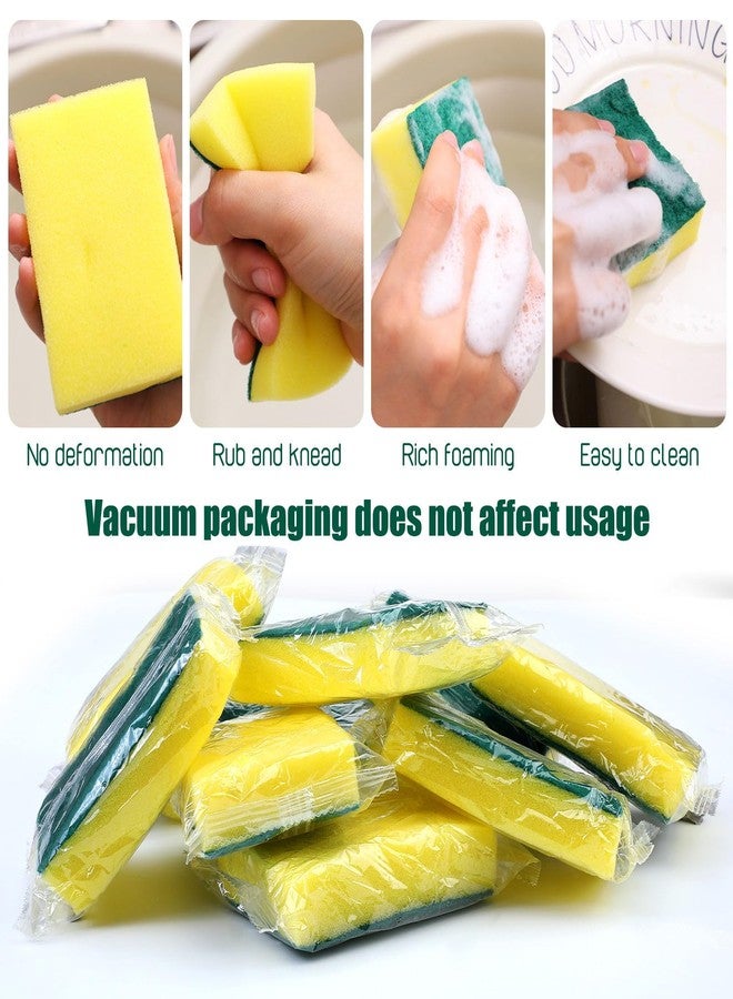 Maxcheck 240 Pcs Individually Wrapped Sponge Dishwashing Sponge Bulk Non Scratch Scouring Pad Kitchen Scrub Sponges for Household Cleaning Rental Dishes Hotel Apartment Car (Yellow, Green) - Image 3