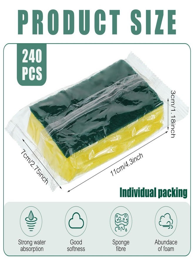 Maxcheck 240 Pcs Individually Wrapped Sponge Dishwashing Sponge Bulk Non Scratch Scouring Pad Kitchen Scrub Sponges for Household Cleaning Rental Dishes Hotel Apartment Car (Yellow, Green) - Image 2