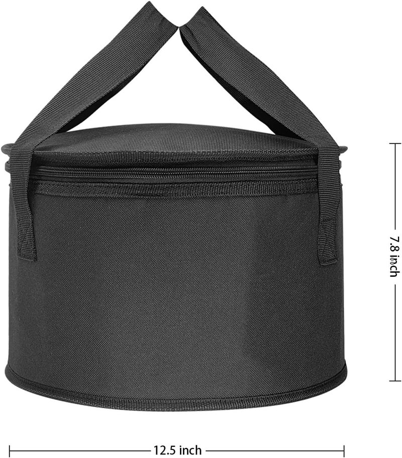 Yalin 2 Pack 12.5X7.8 Inch Round Lunch Bags, Insulated Thermal Pastry and Pie Carrier, Reusable Cake Cooler and Casserole Carrier Bags for Potluck, Picnics Food Delivery (Black Color) - Image 4