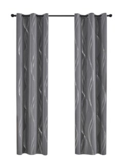 KYD 1 Panel Fabric Nation Curtain Light Blocking Curtains,  Silver Foil Print Thermal Insulated Room Privacy Insulated Liner Grommet Privacy Curtain Tiers 100*250cm Grey  - Image 2