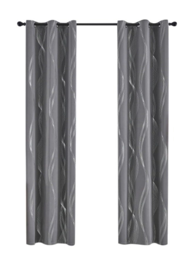 KYD 1 Panel Fabric Nation Curtain Light Blocking Curtains,  Silver Foil Print Thermal Insulated Room Privacy Insulated Liner Grommet Privacy Curtain Tiers 100*250cm Grey - Image 2