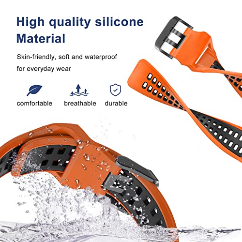 OVERSTEP Compatible with Garmin Fenix 7X Band, 26mm Quick Release Silicone Strap for Fenix 6X/Fenix 6X Pro/Fenix 5X/Fenix 5X Plus/Fenix 3/Fenix 3 HR Smartwatch (Orange-Black) - Image 4