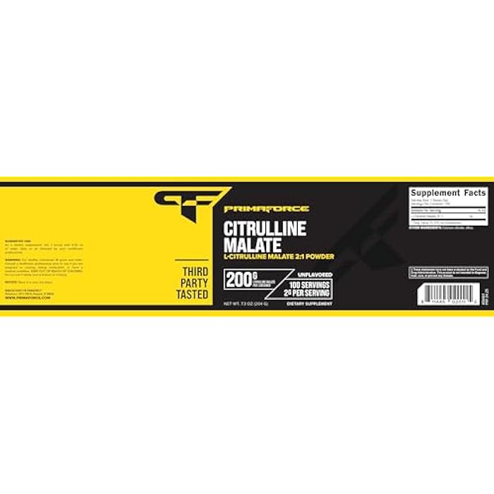 PrimaForce L-Citrulline Malate Powder, Unflavored Pre Workout Supplement, 200 Grams - Boosts Energy, Aids Recovery, Enhances Strength Performance – Vegan, Non-GMO - Image 5
