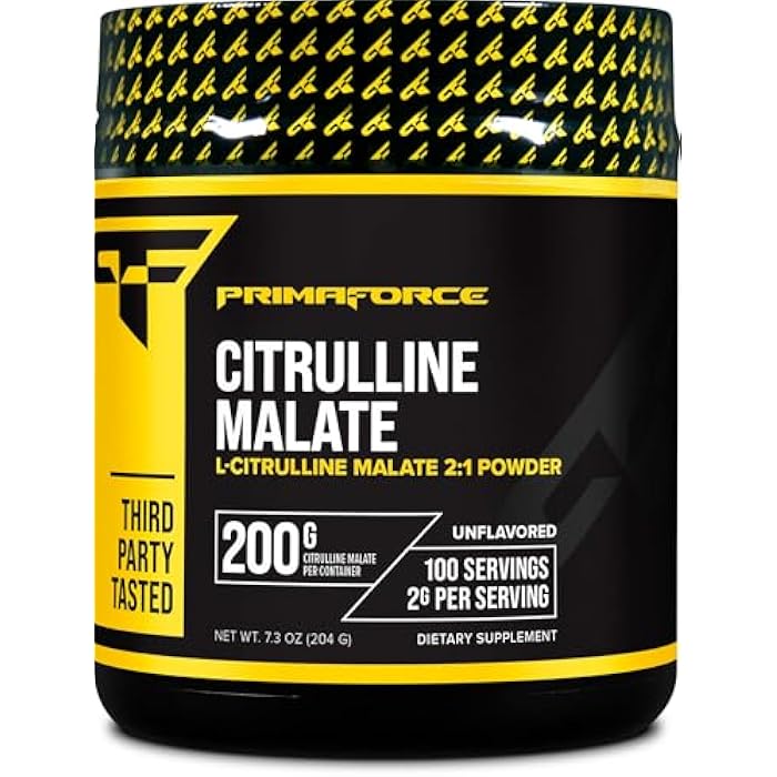 PrimaForce L-Citrulline Malate Powder, Unflavored Pre Workout Supplement, 200 Grams - Boosts Energy, Aids Recovery, Enhances Strength Performance – Vegan, Non-GMO - Image 1