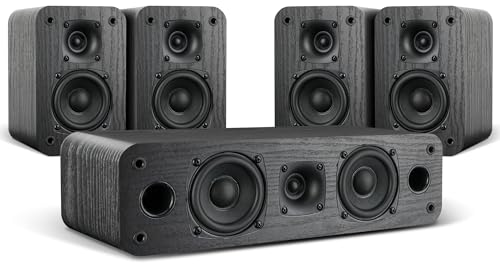 Saiyin 5.0 Home Theater System, 100w HiFi Surround Sound Speakers with Stereo Surround Sound and Classic Rretro Wood Grain for TV/PC, Passive, Amplifier or Receiver Required, Cable Not Included - Image 1