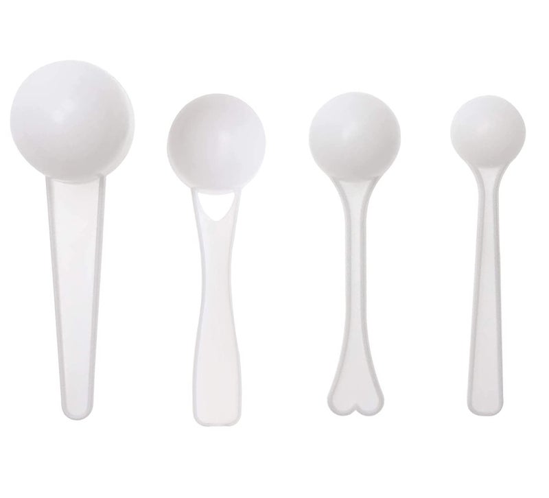 sowaka مجموعة سواكا من 4 ملاعق قياس 1غ 3غ 5غ 10غ ملعقة بلاستيكية لقياس دقيق للقهوة والبروتين والحليب أدوات قياس للمطبخ وطعام الحيوانات الأليفة