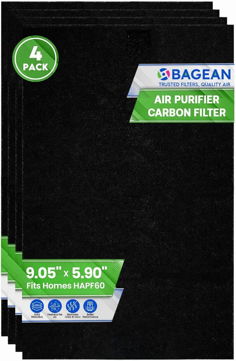 Bagean Activated Carbon Prefilter 9.05” x 5.90” Compatible with Holmes HAPF60 Carbon Filter Replacement - Fits HEPA HAPF600 Holmes Air Purifier Filters - Air Filter Removes Odors & Freshen the Air (4) - Image 1
